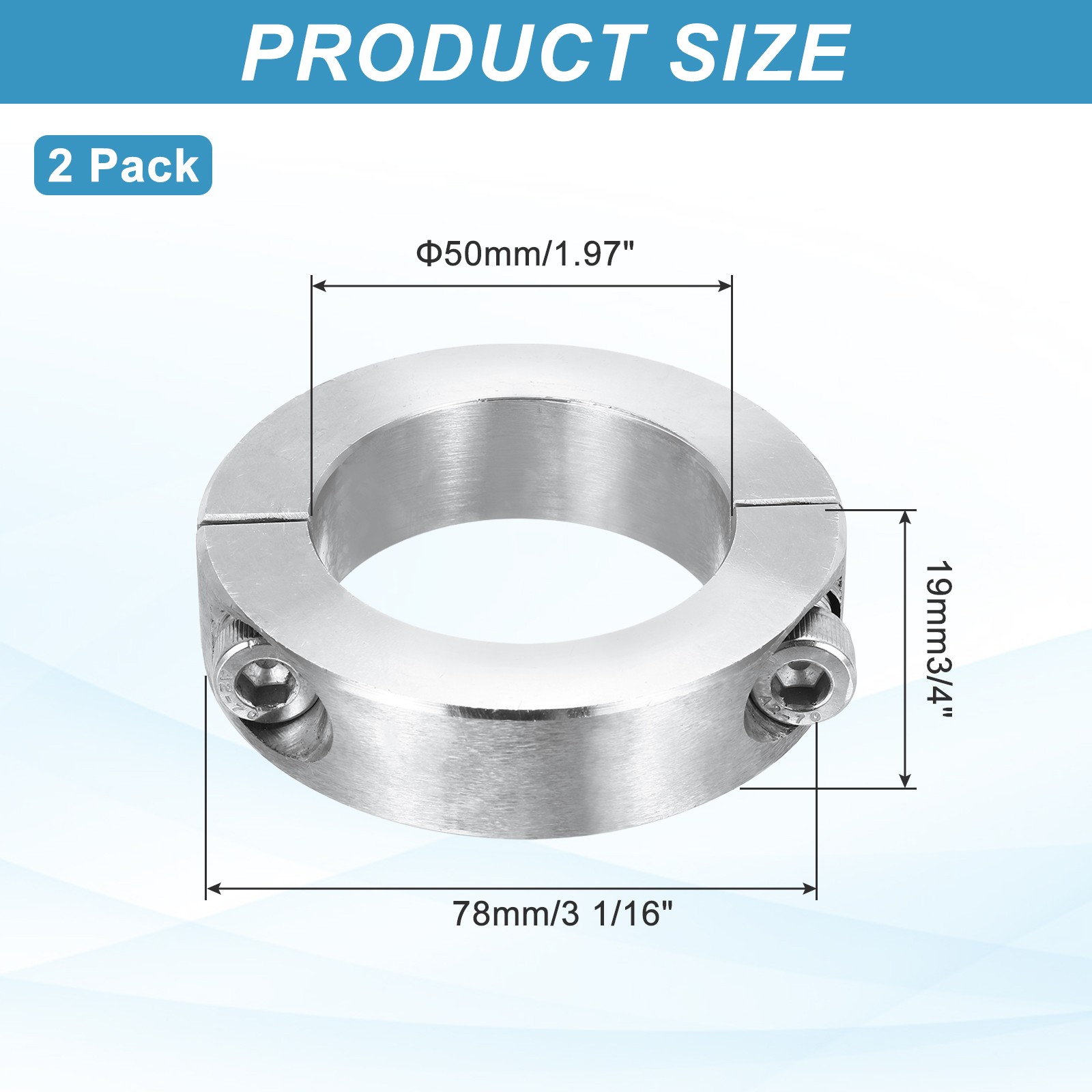 Shaft Collar 50mm Double Split 304 Stainless Steel Clamping Shaft Collars