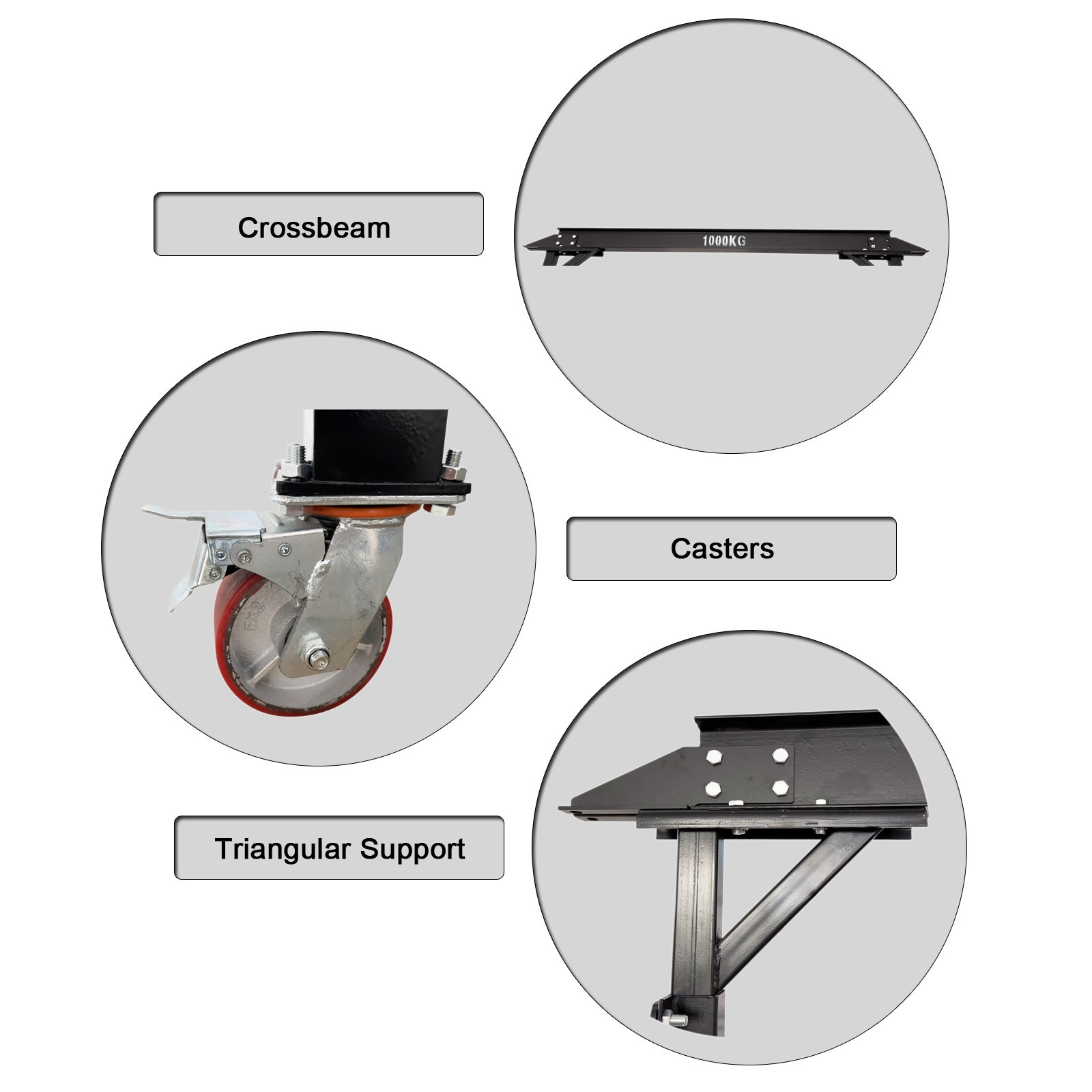 1T/ 2204LB Capacity Portable Mobile Gantry Crane 2.4-3.6m/94.5-141.7» Height