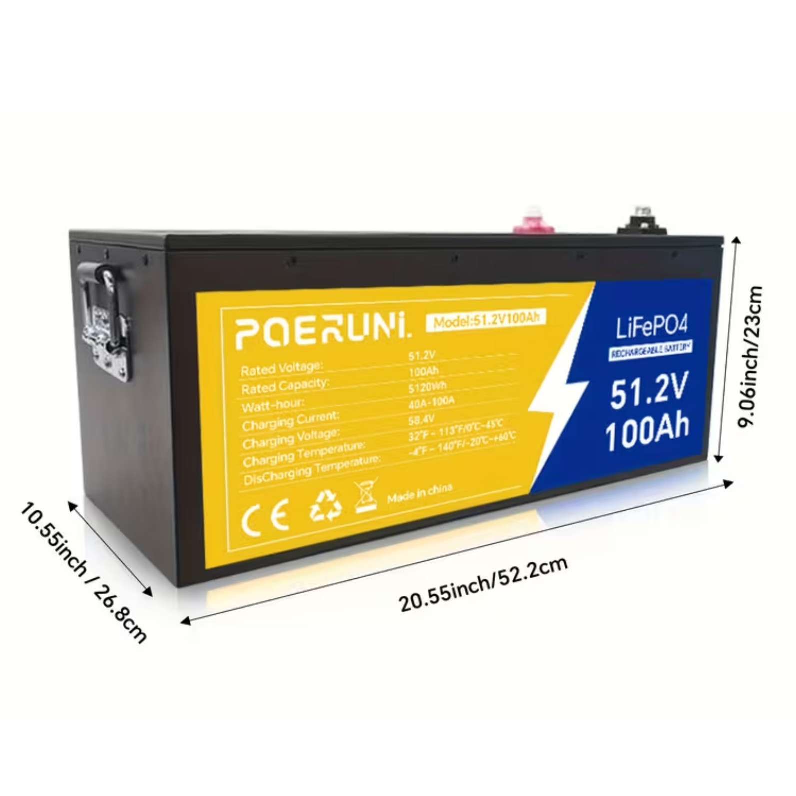 48V 100Ah LiFePO4 Deep Cycle BMS Lithium Battery for Off-Grid Solar Built-in BMS