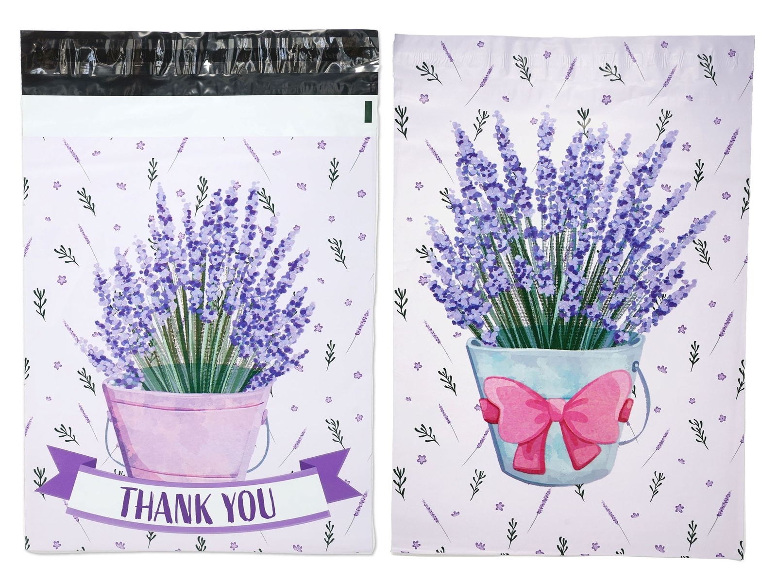 10×13 Lavender Plant Thank you Poly Mailers, Self Sealing Purple Spring Summer M