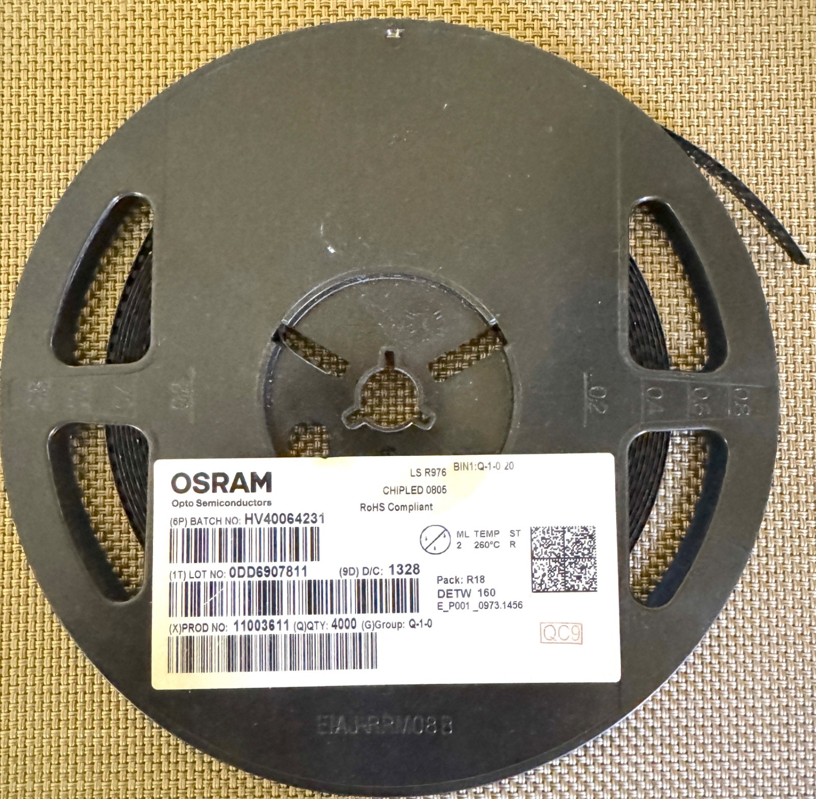 Osram LS-976 0805 Red Chip LED – Digikey 475-1278-1-ND reel and tape