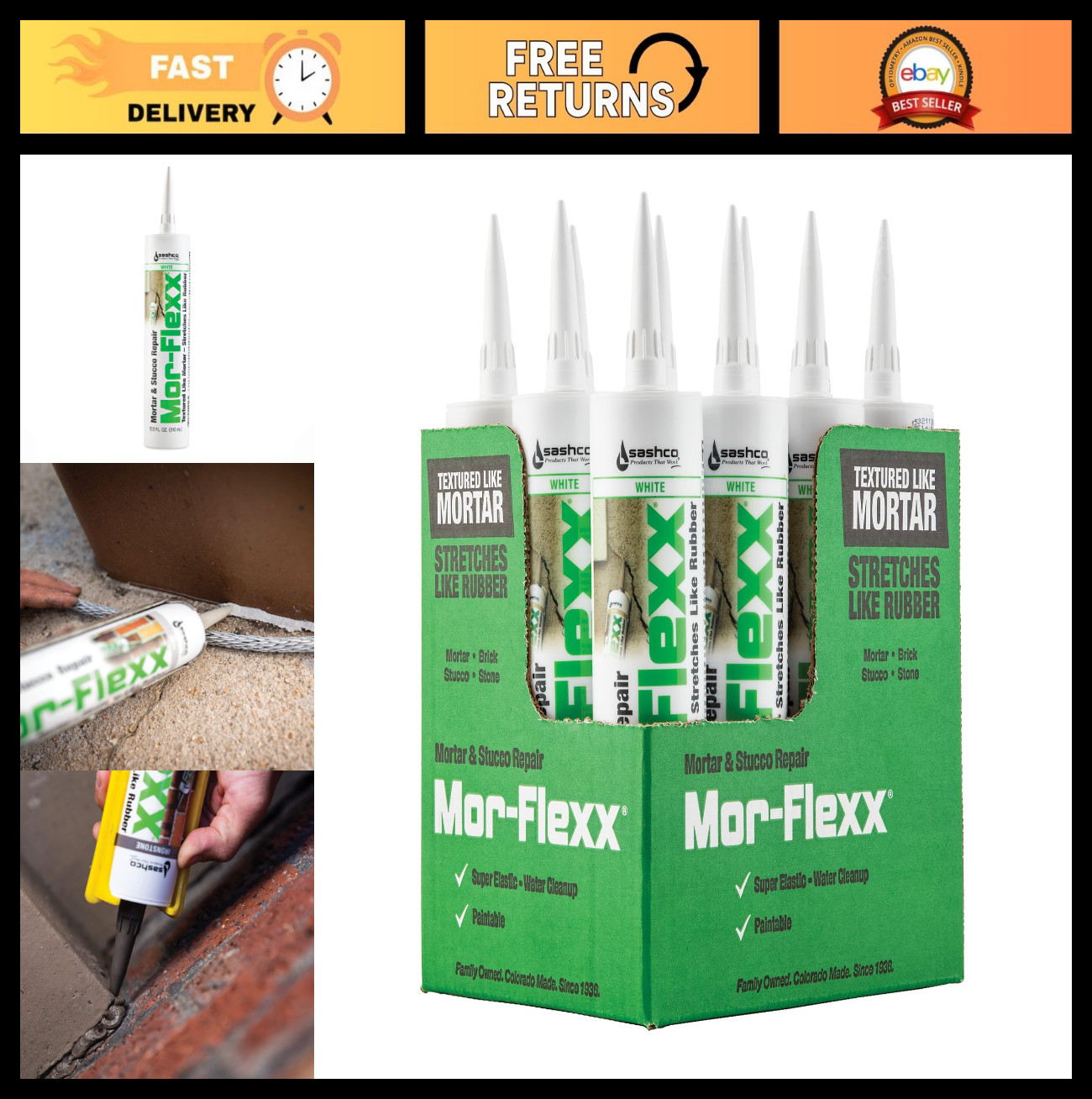 Textured White Caulk, 10.5 oz Tube, Pack of 12 – Flexible Sealant for Home Repai