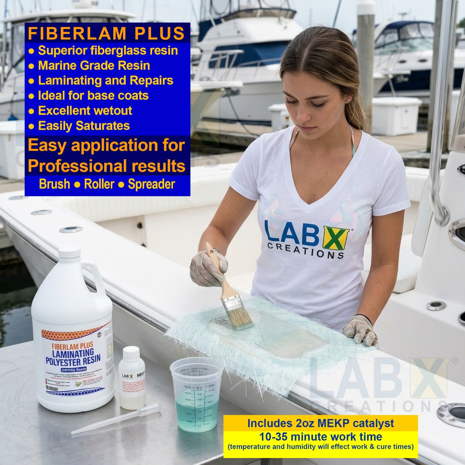FIBERLAM PLUS 1 Gallon POLYESTER RESIN +MEKP (for laminating, cloth, mat,strand)