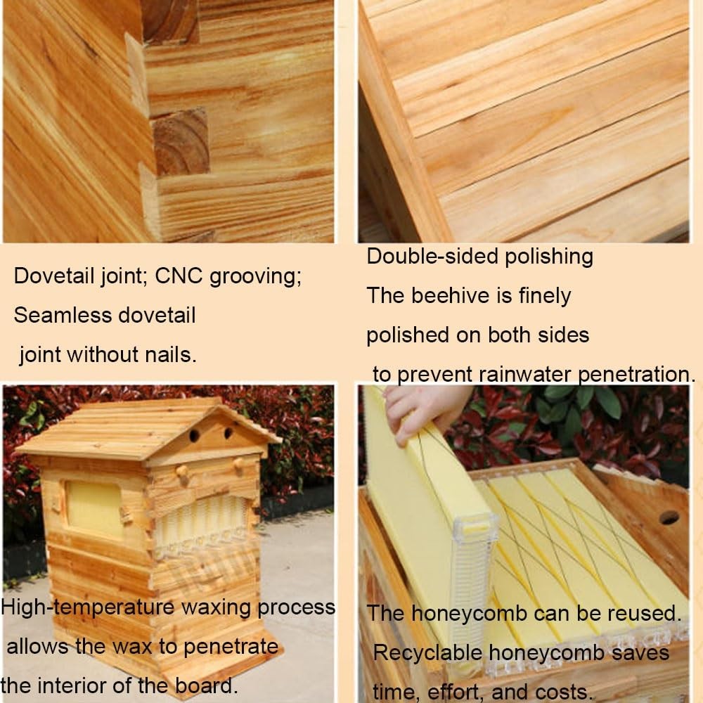 Auto Ooze Honey Beehive Box Wooden Beehive House with 7 AutomaticBeehive Frames
