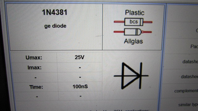 1N4381 ITT Germanium Gold Bonded Diodes Fast Switching (6 PIECES) USA, GERMANIUM