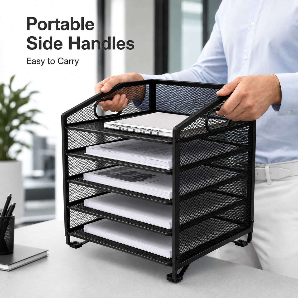 5-Tier Desk Organizers and Accessories, Paper Letter Tray Organizer with File Ho