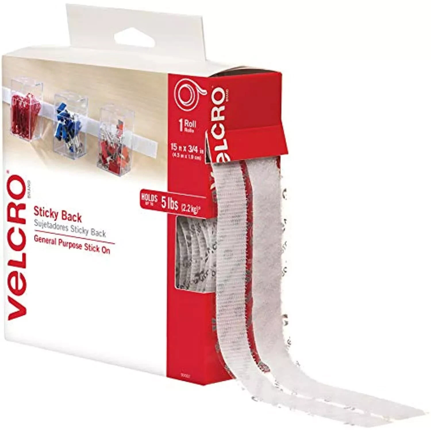 NEW 2-pack lot Velcro Sticky-Back Hook & Loop Fastener Tape 3/4″ x 15′