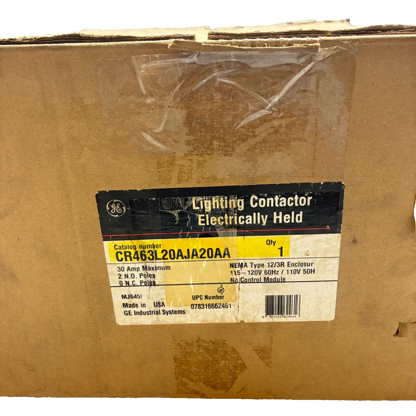 GE 463L20AJA20AA ELECTRICALLY HELD LIGHTING CONTACTOR 30A