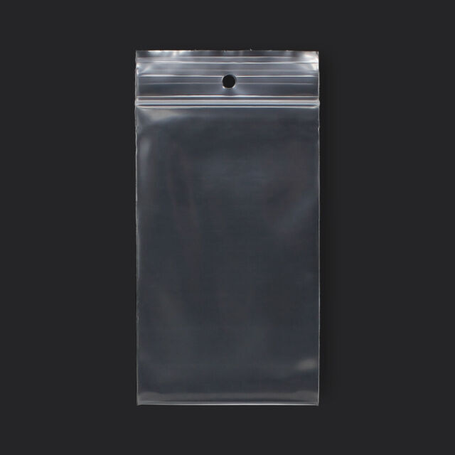 Clear 2mil Hanghole Plastic Reclosable Zip Seal Bags Hang Hole Top Lock Baggies