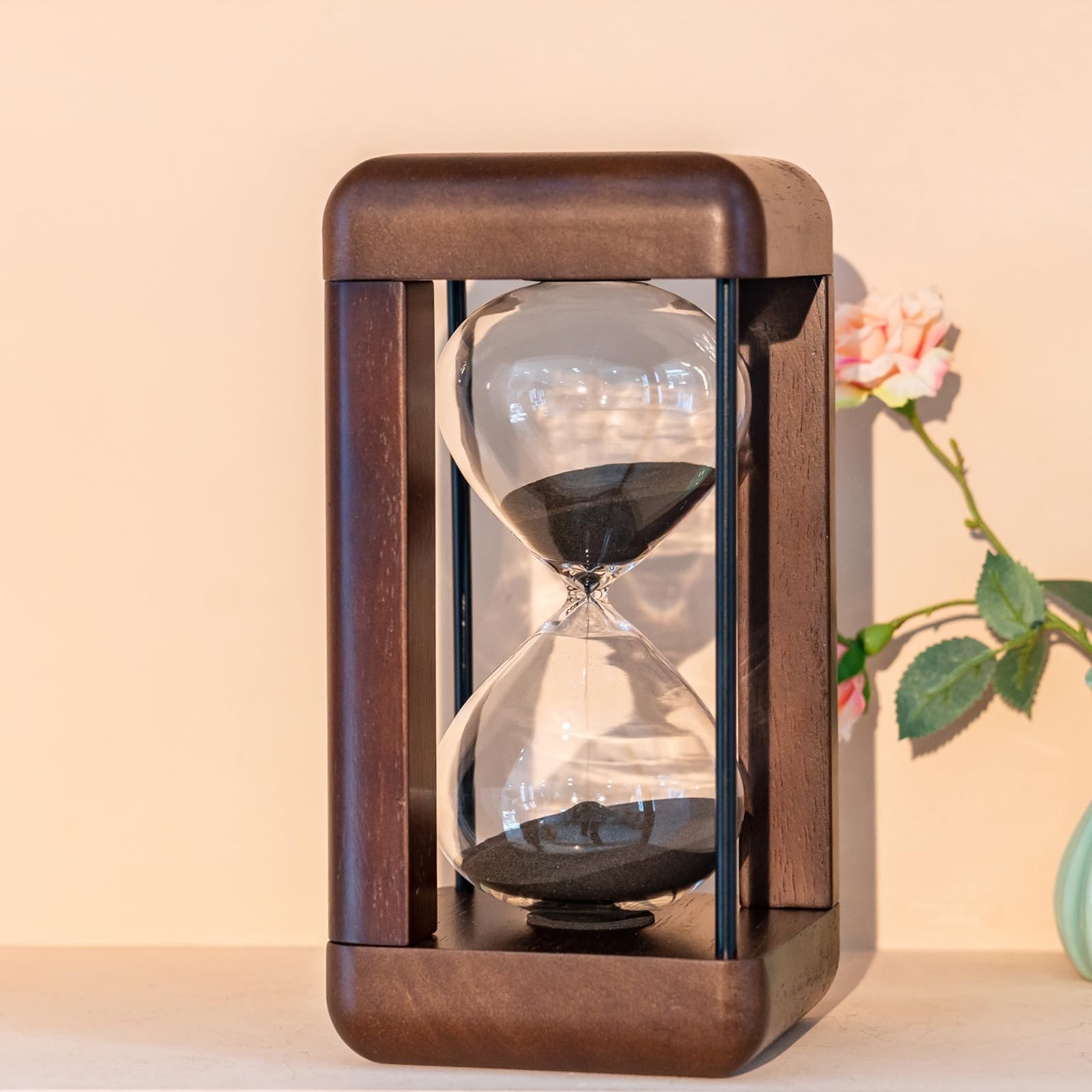 Lmzxmcy Large Walnut 60 Minute Hourglass Black – Home Office Decor