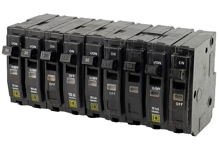 Square D QO130 30 Amp 1 Pole QO Circuit Breaker Plug On 120VAC 30A (LOT OF 9)