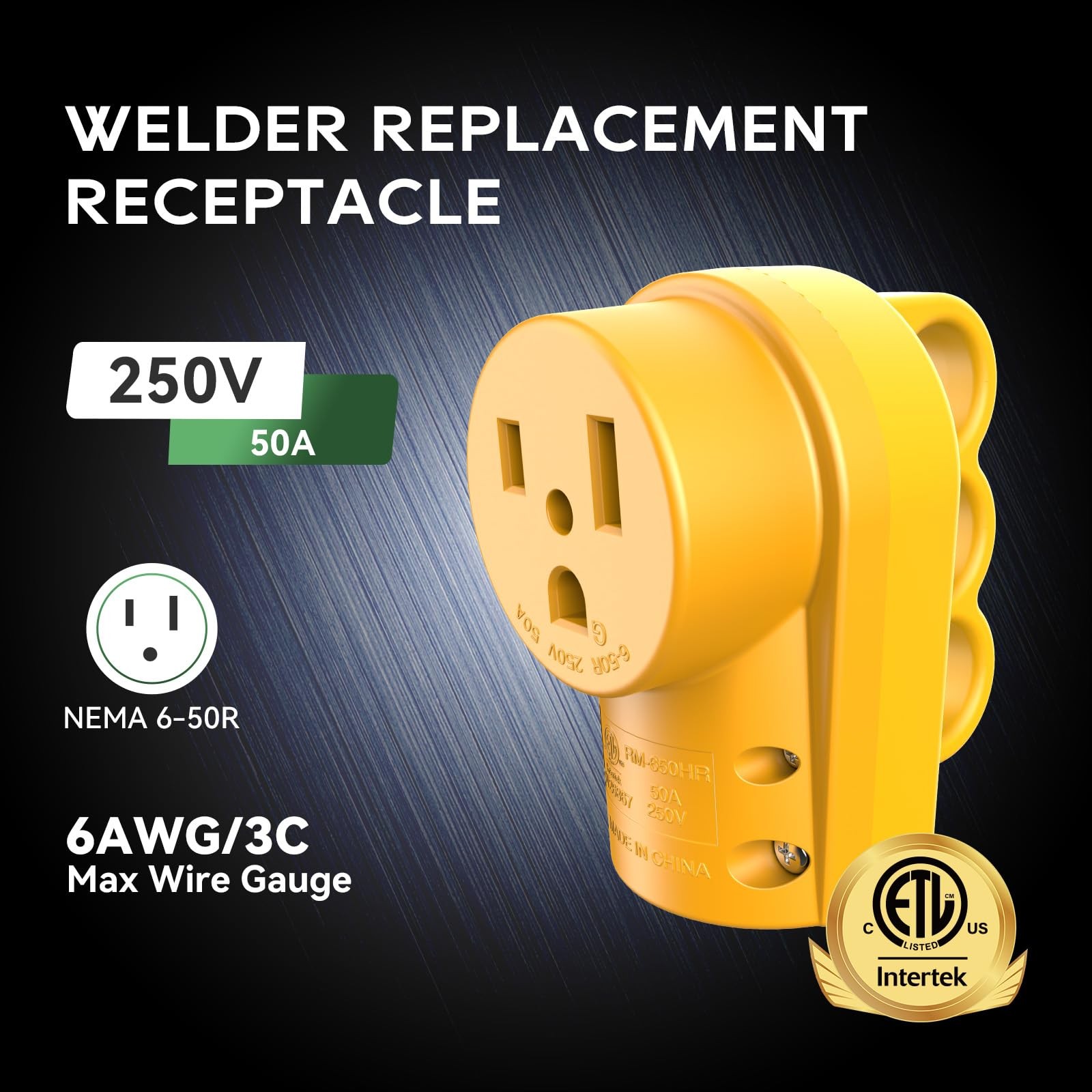 RVGUARD NEMA 6-50R Receptacle, 250 Volt 50 Amp Female Plug, 6-50R Welder Repl…