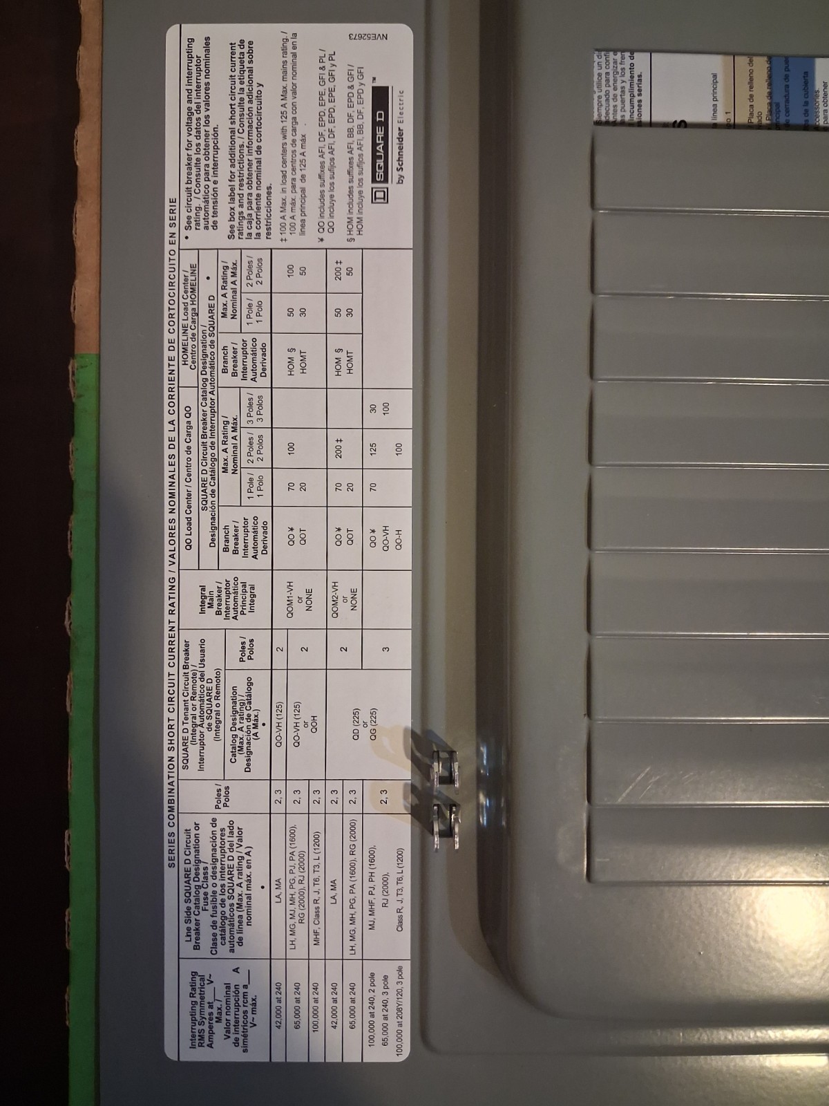 Schneider Electric Square D QOC20U100S Cover Assembly
