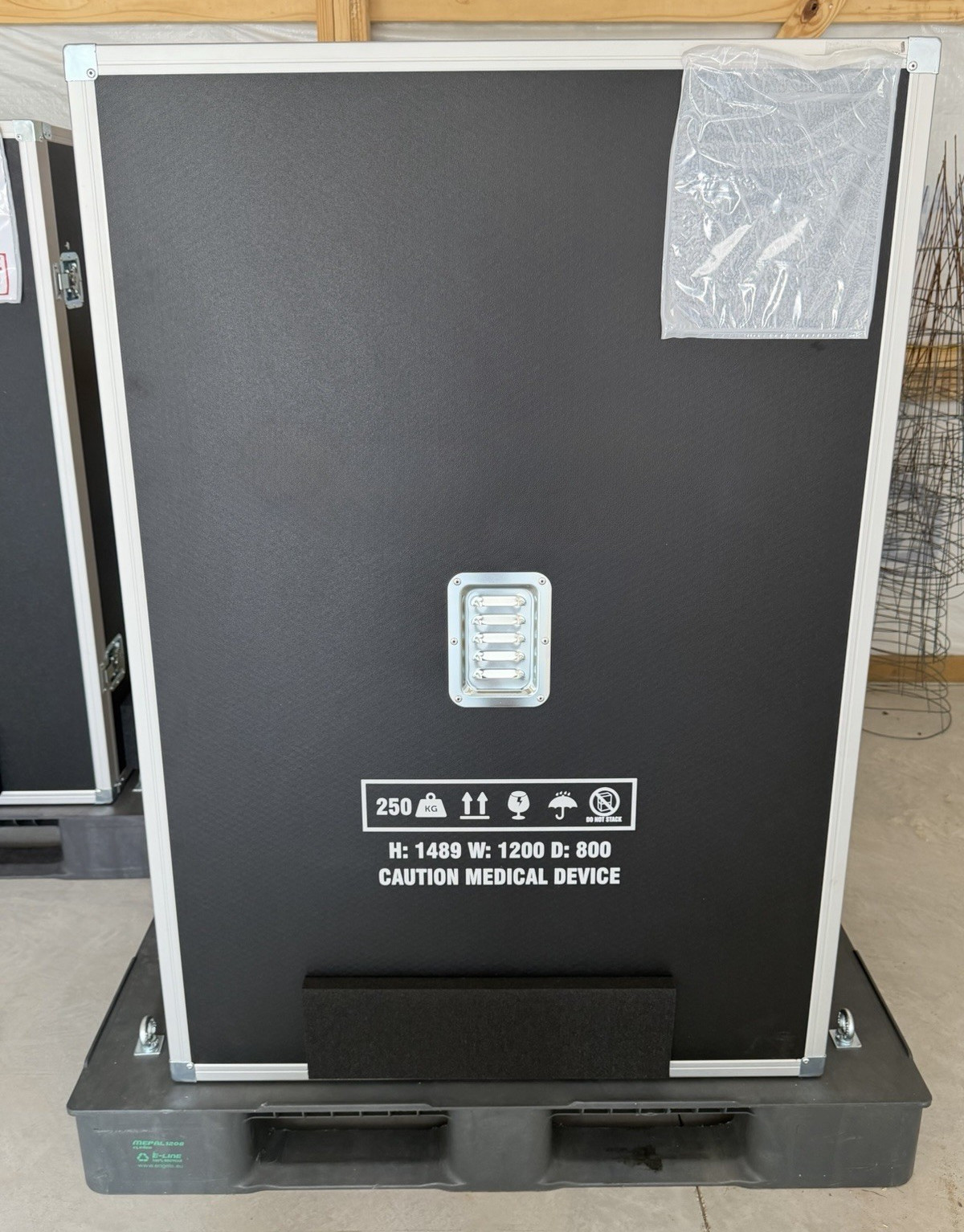 Heavy Duty Medical Equipment Shipping Crate with Integrated Loading Ramp