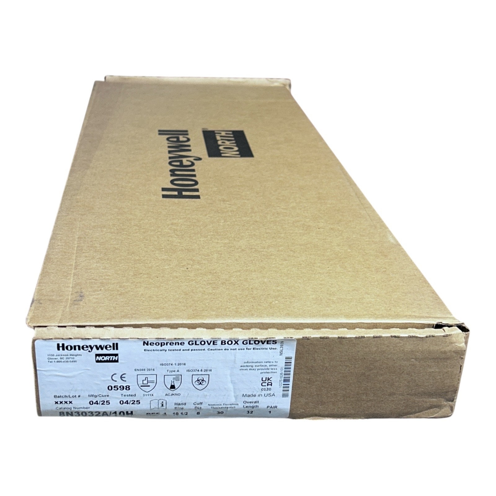 HONEYWELL North 8B3032A/10H Glove-Box 30 Mil Butyl Neoprene Gloves Black 10 1/2