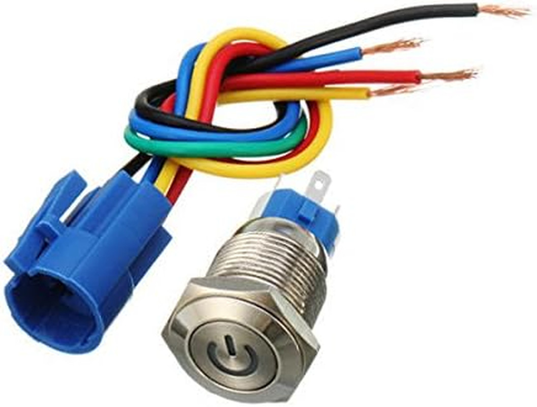 Latching Pushbutton Switch 16Mm 5/8″ 12V-24V 5A Power Angel Eye LED Light