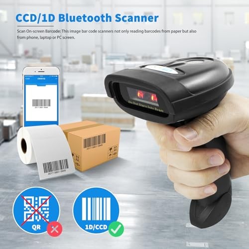 NETUM Bluetooth Barcode Scanner 1D Wireless CCD Reader for PC Tablet Smartphone