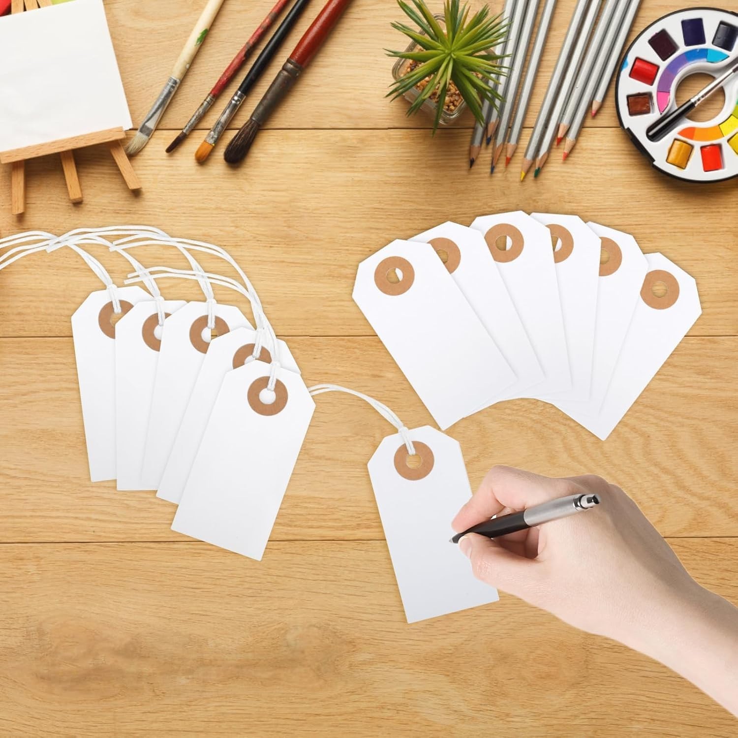 150PCS Blank Shipping Tag, 2 3/4 x 1 3/8 inches Manila Label Tags with String