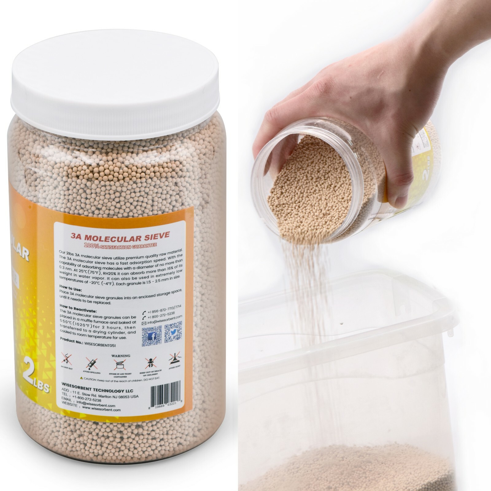 3A Molecular Sieve Desiccant Beads, 4 LBS Dehumidifier Moisture Absorbers