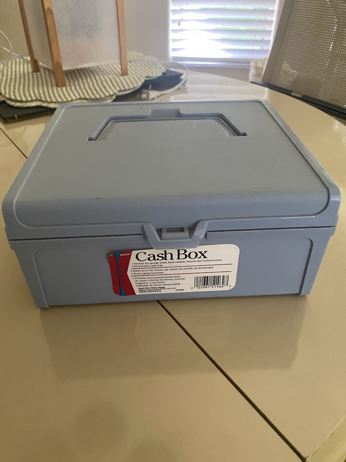 Blue Portable Plastic Cash Box Perfect for Yard Sales, Fund Raising, Church Etc