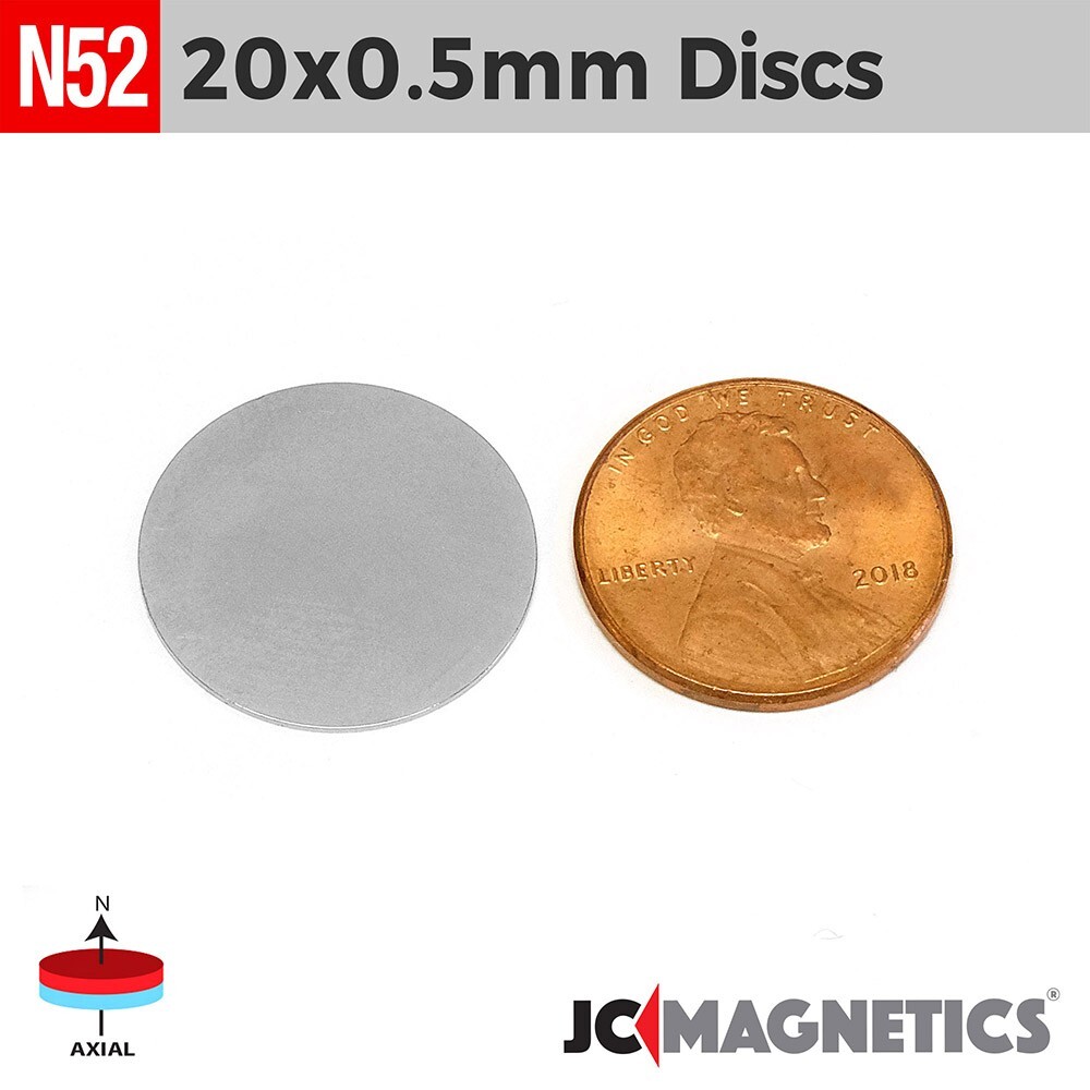 20mm x 0.5mm N52 Thin Super Strong Disc Rare Earth Neodymium Magnet 20×0.5mm