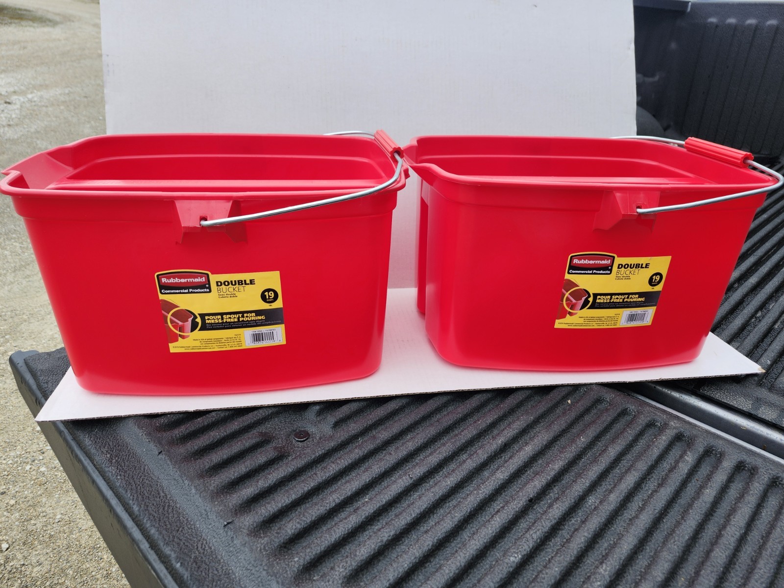 Rubbermaid Commercial Double Pail Bucket 19 Quart Cleaning Mop Tool RED LOT 2