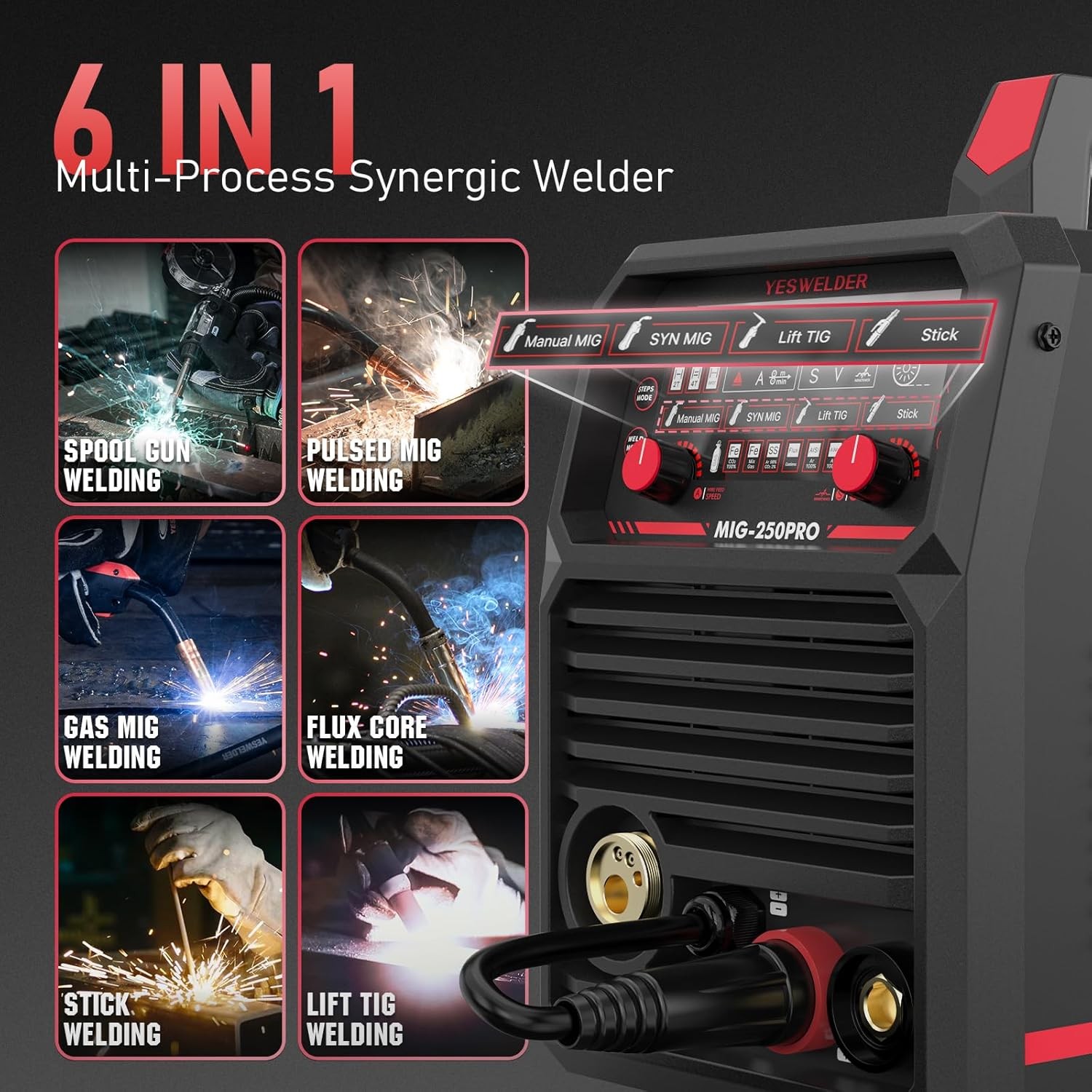 200A Welding Machine Inverter Portable Welder MIG MAG Gas Gasless/ARC/LIFT TIG