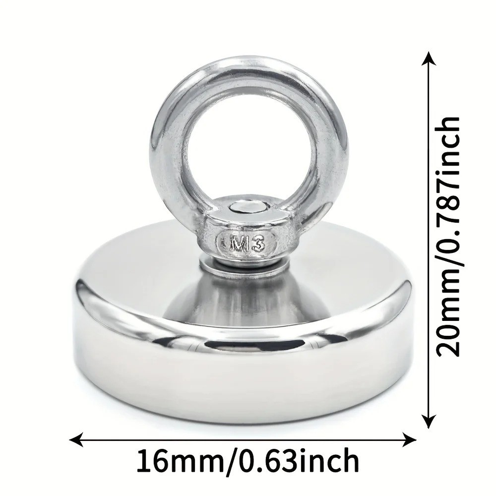 D16 + Neodymium N52 Fishing Magnets 128LBS Pulling Force Strong Round Rare Earth