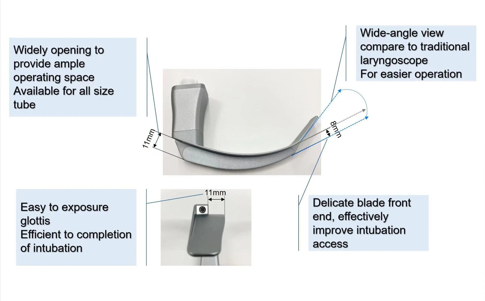 Large Adult Video Laryngoscope Reusable Sterilizable Blades with Free suitcase