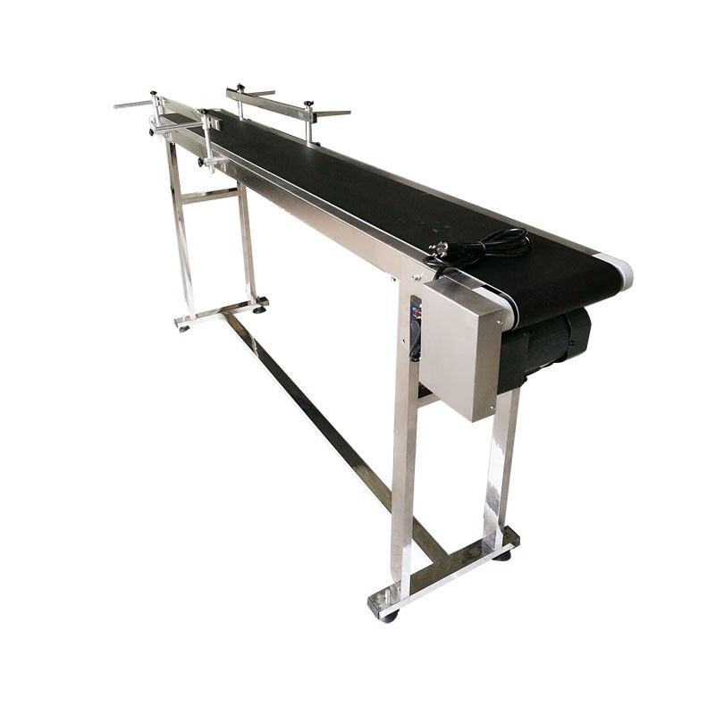 70.8″*7.8″ Black PVC Belt Conveyor with Double Guardrail Adjustable speed 110V