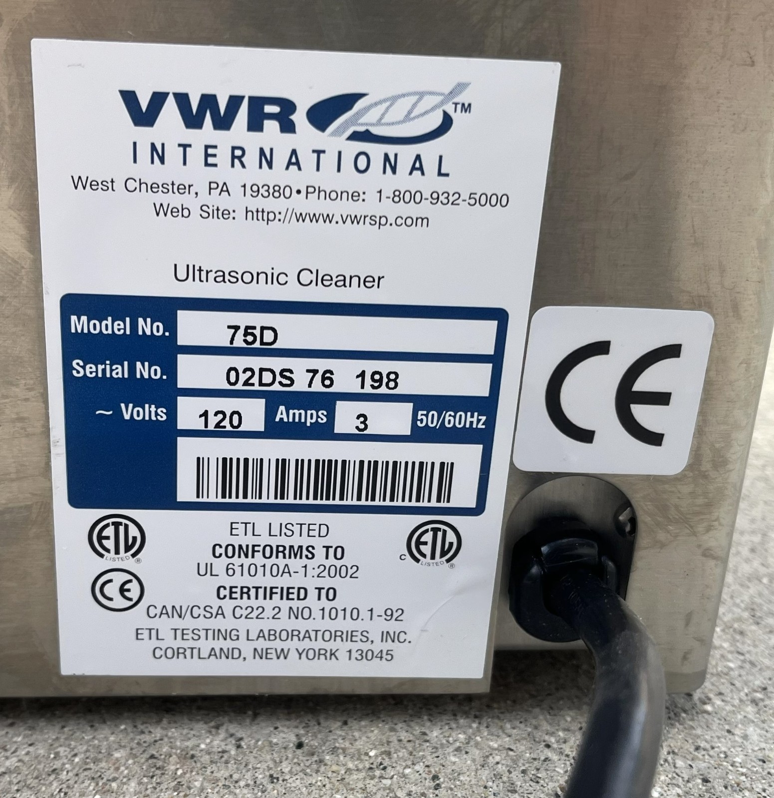 vwr ultrasonic cleaner 75D_tested and warranted