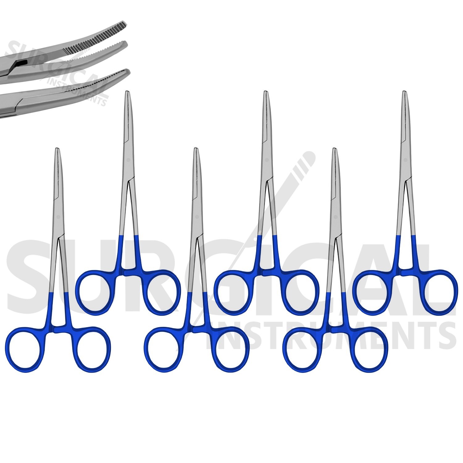 BLUE – 6 Pcs Kelly Hemostat Forceps 5.5″ Curved Surgical Dental German Grade