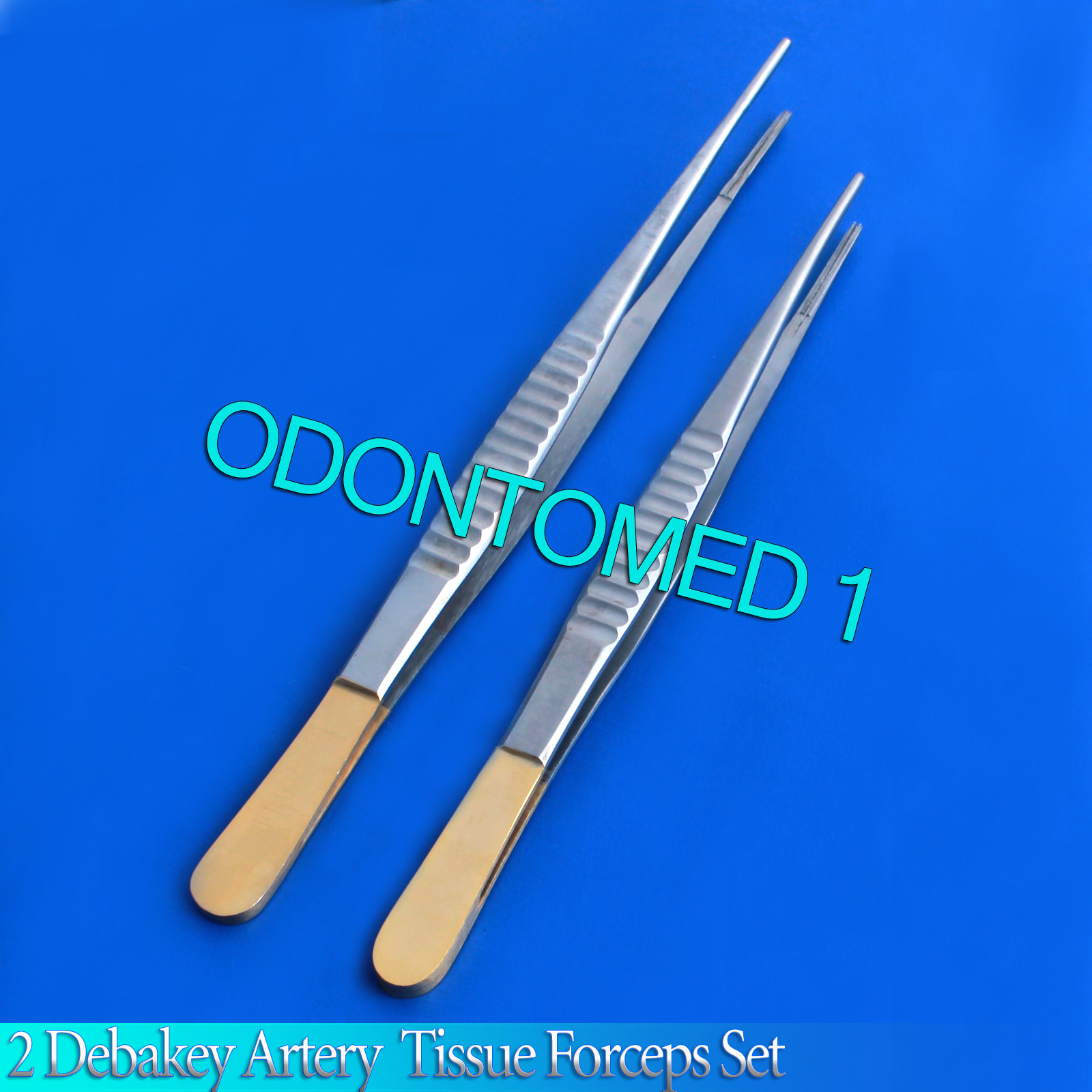 2 Debakey Atraumatic Tissue Gold Handle Forceps 7″+8″ Surgical Instruments