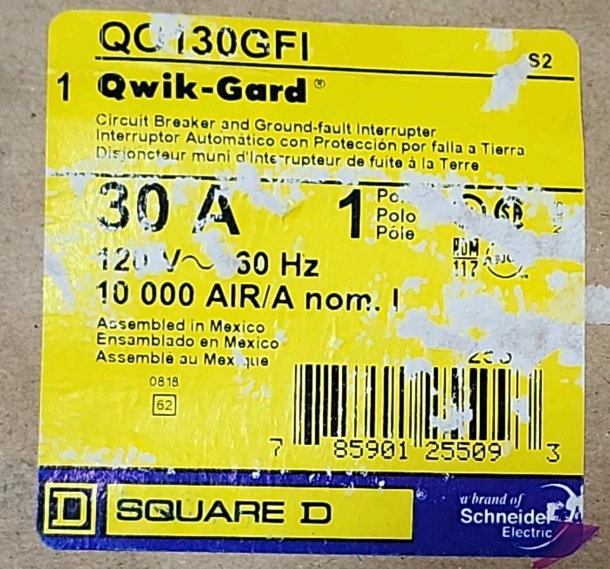 SQUARE D QO130GFI Qwik-Gard 30 Amp 1-Pole 120V GFCI Circuit Breaker NIB NEW