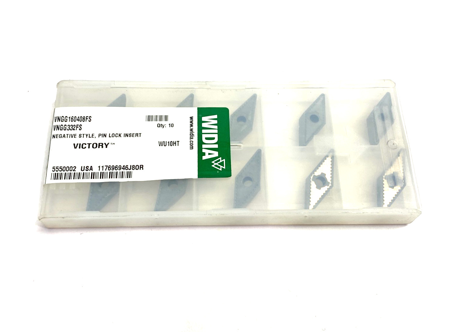 Widia 5550002 Victory™ Finishing Sharp Turning Insert VNGG160408FS PKG OF 10