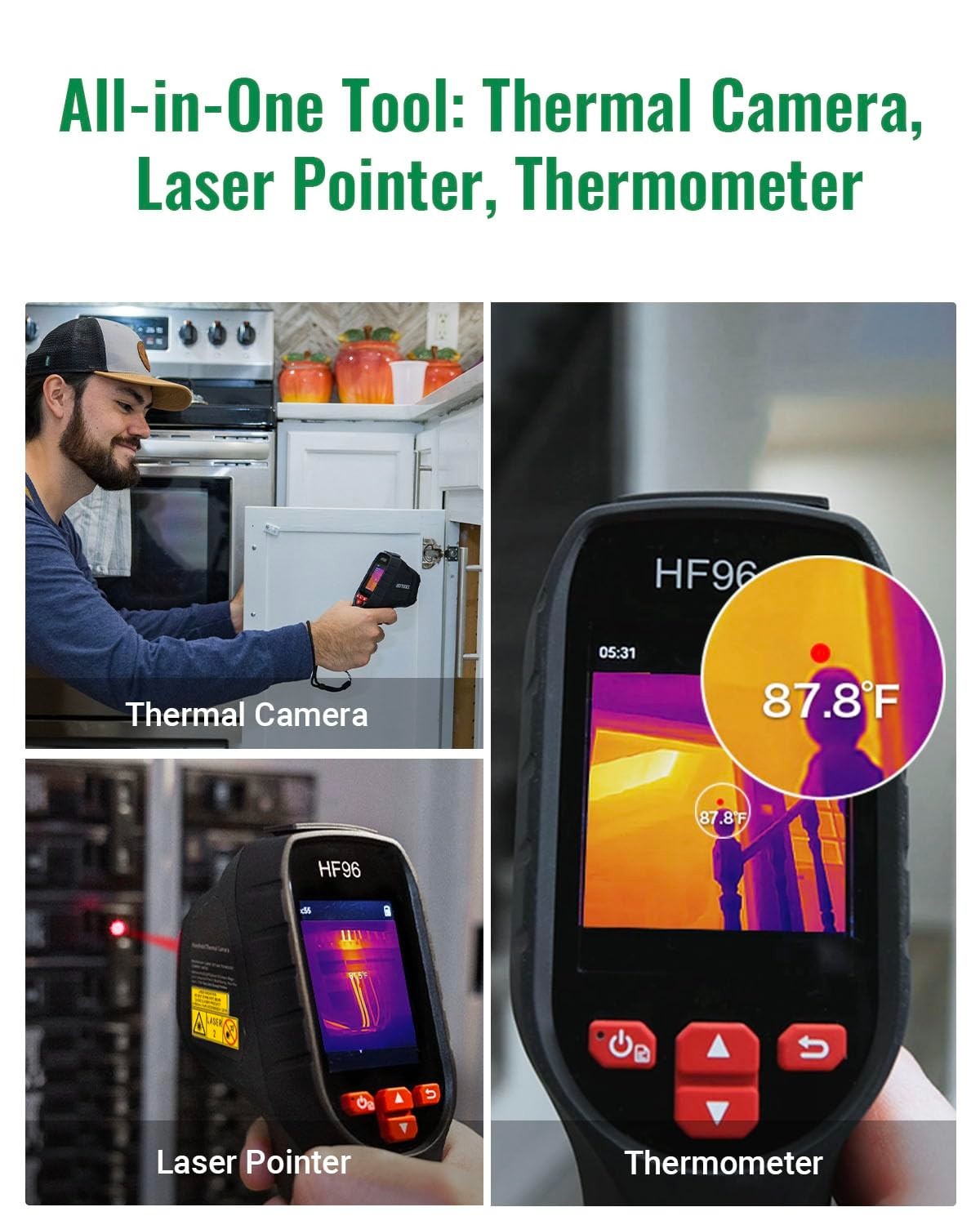 Thermal Camera with AI Scene Detection, Laser Pointer, -4°F~1022°F | 240×240 …
