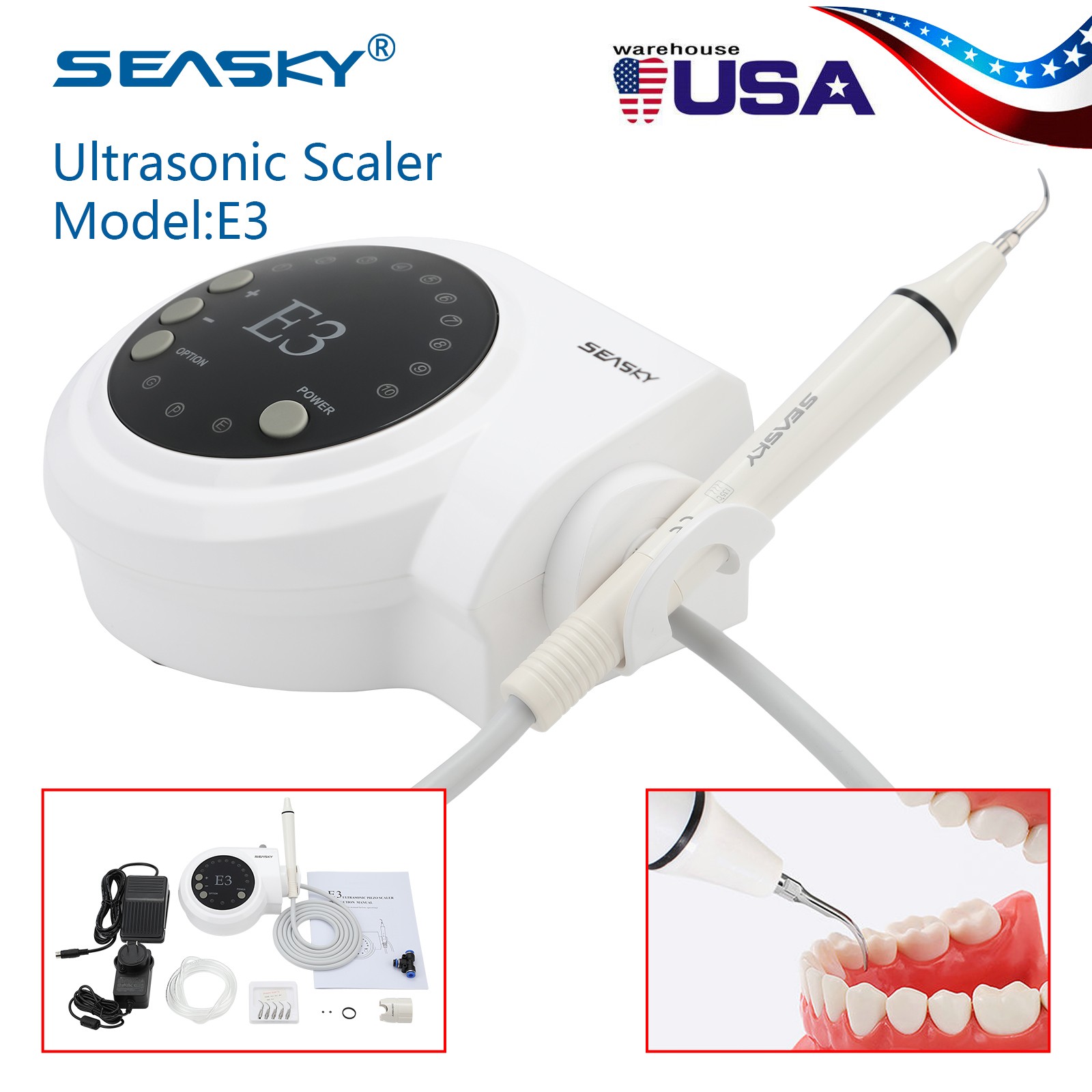 Dental Ultrasonic Piezo Scaler with detachable Handpiece fit EMS Cavitron tips