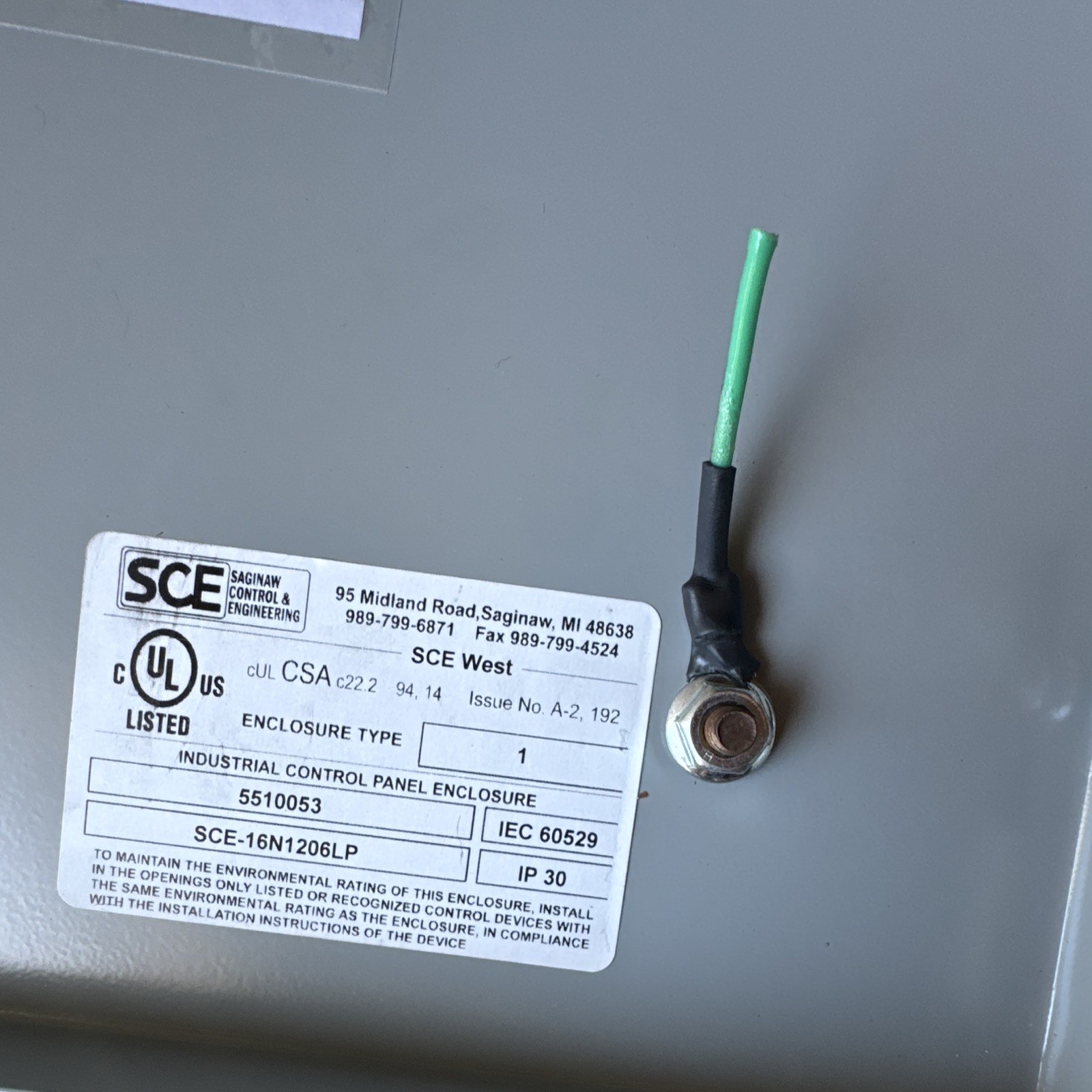 SCE SCE-16N1206LP Electrical Enclosure 16x12x6 Gray Metal 120V IP30 Door