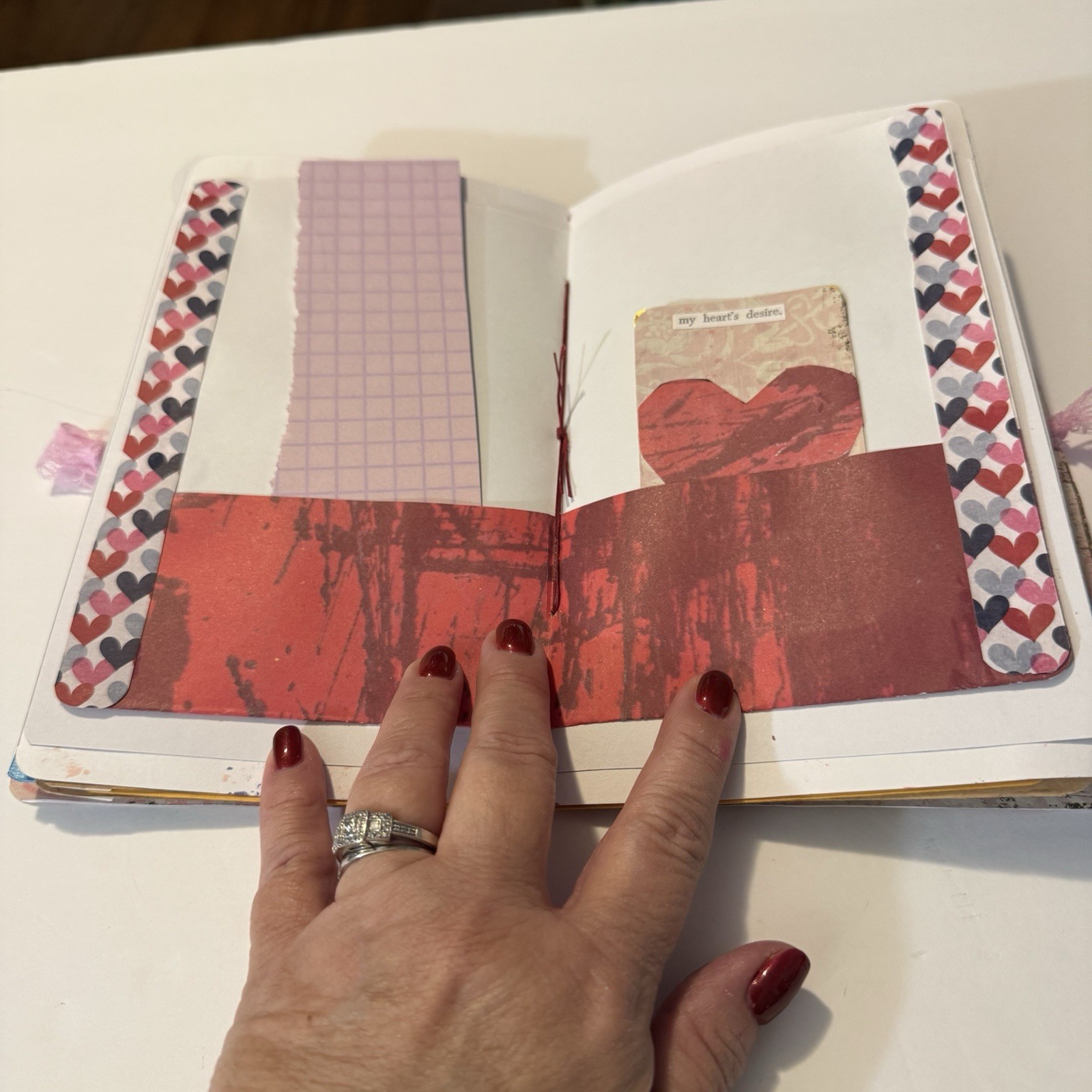 Handmade Junk Journal Valentine Theme Measures 8.5 X 5.5 Inches