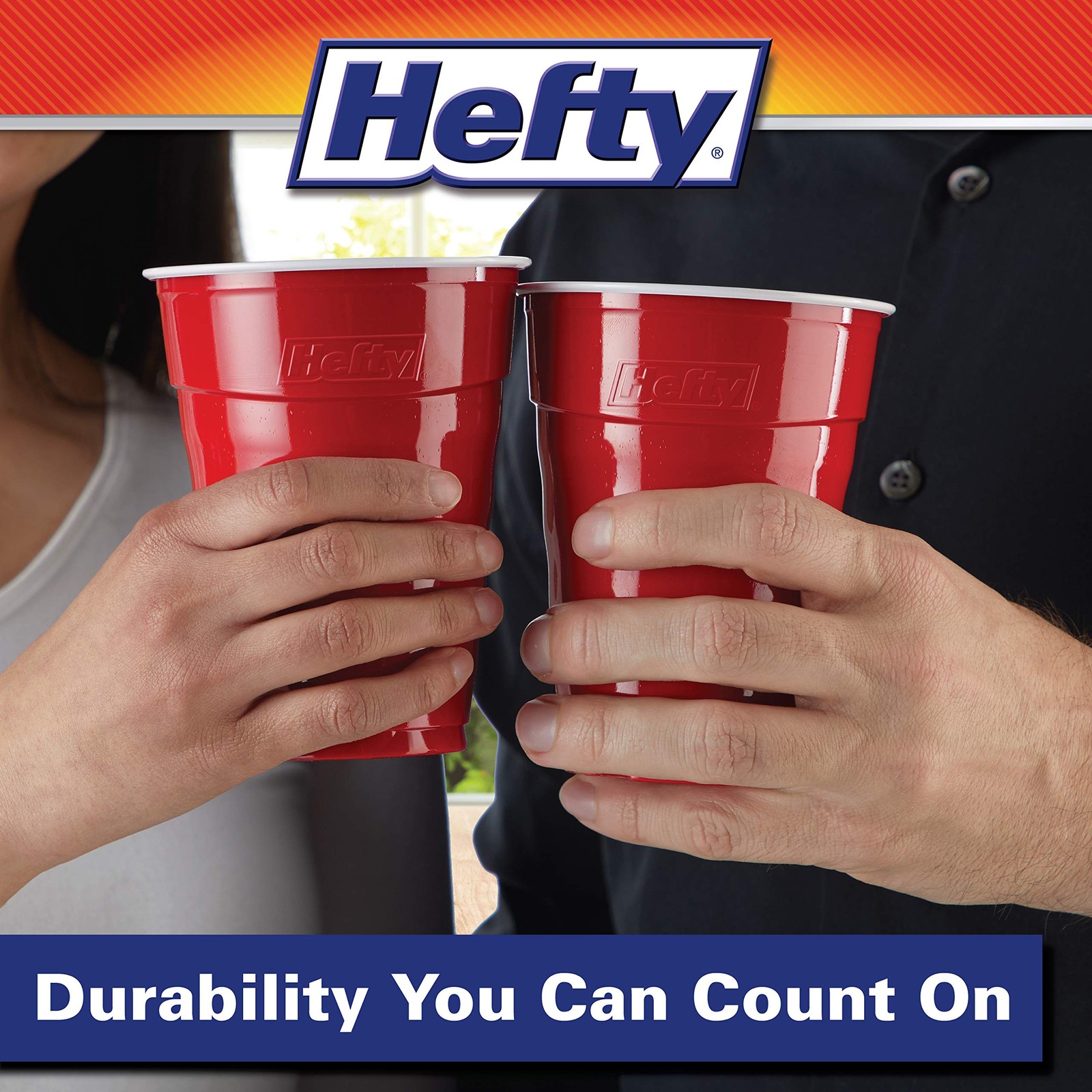 Hefty Party On Disposable Plastic Cups, 50 Count, 18 Oz 50 count, Red