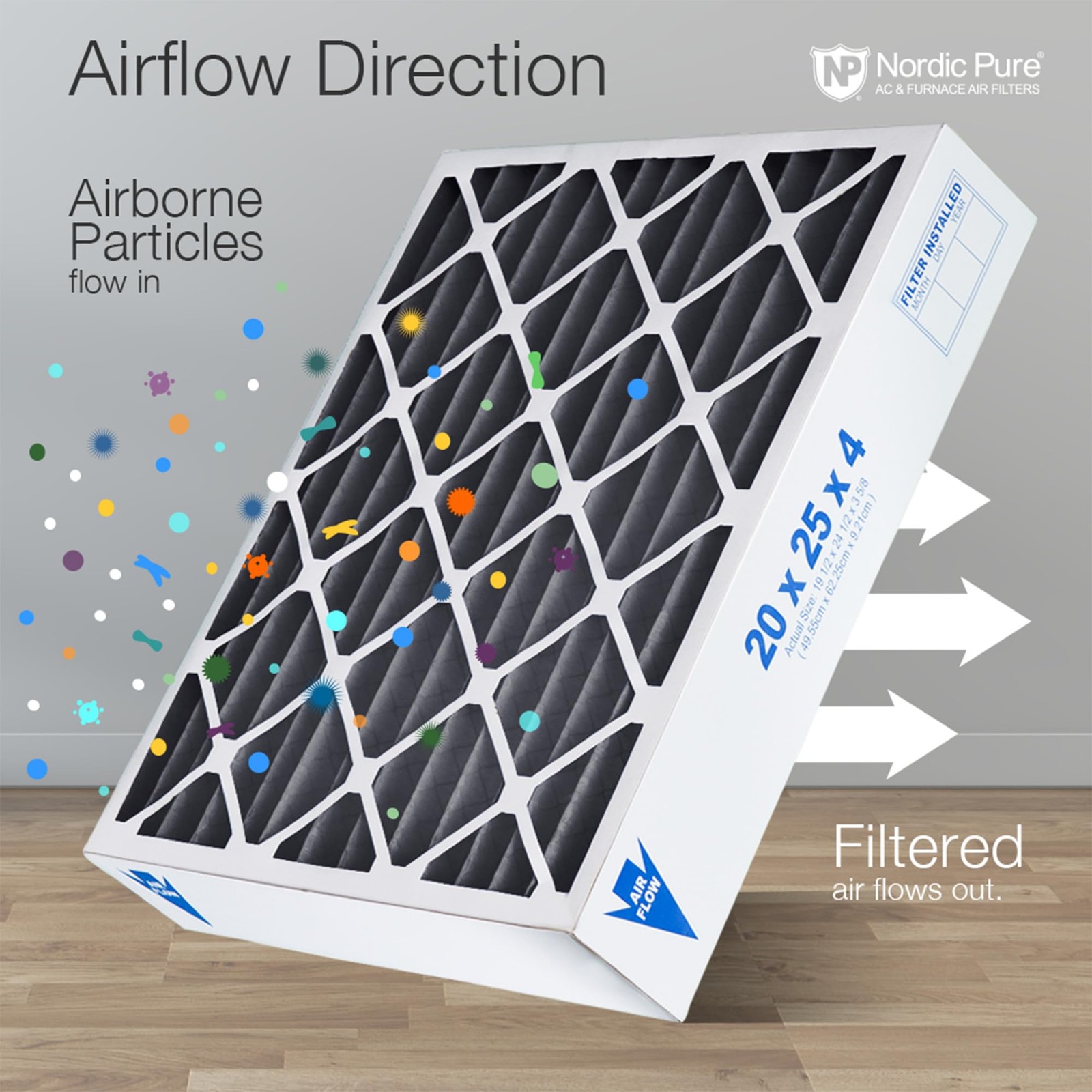 Nordic Pure 20X24X4 Actual Size 19 3/8 X 23 3/8 X 3 5/8 Pleated Air Filter Merv