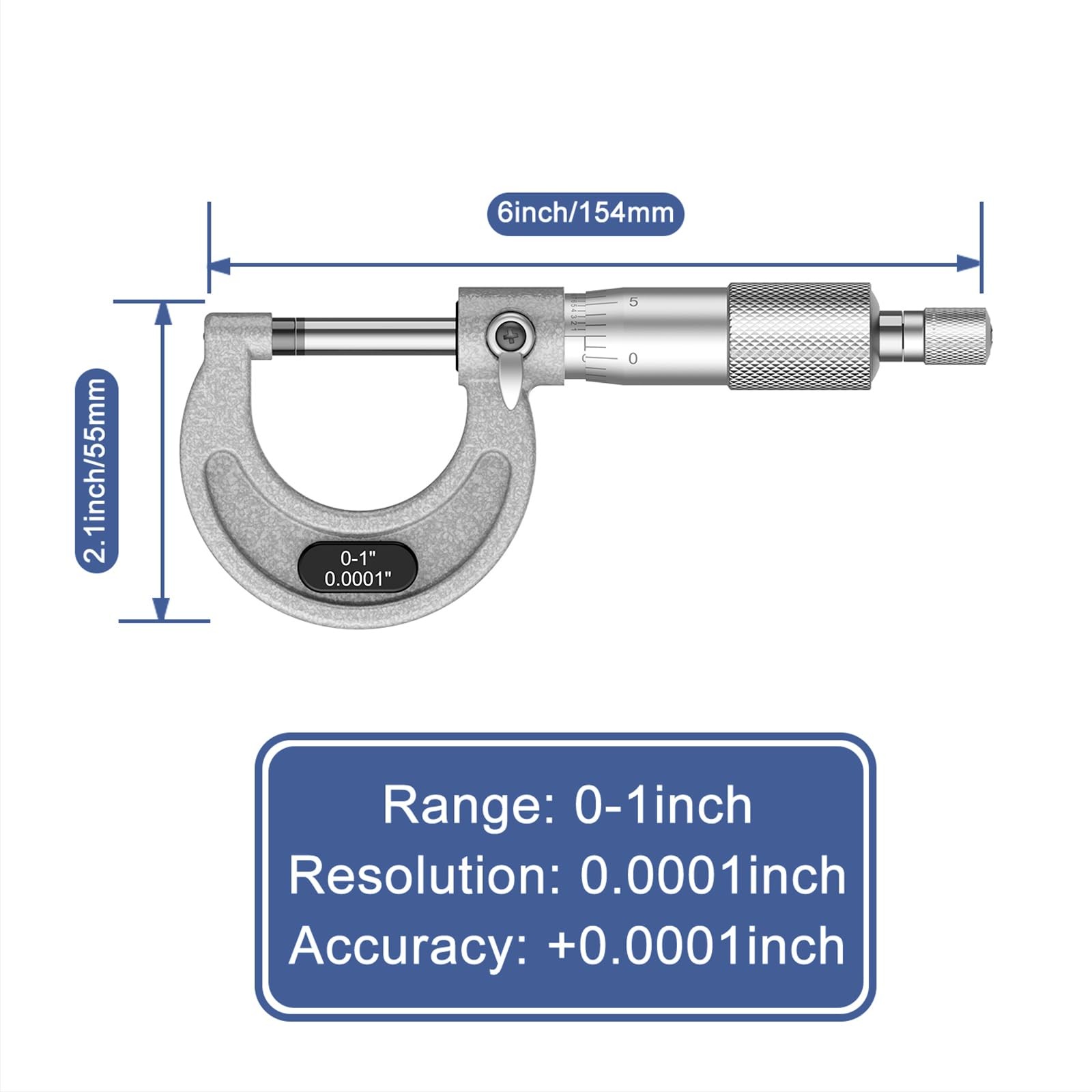 HDLNKAK High-Quality Outside Micrometer Set, 4 Pcs Machinist Tool Set(0-1»