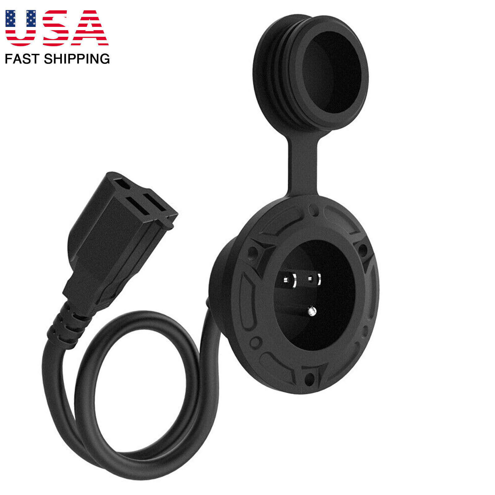 13Amp AC Plug Port 125Volt with 16″ Integrated Extension Cord Waterproof Cap
