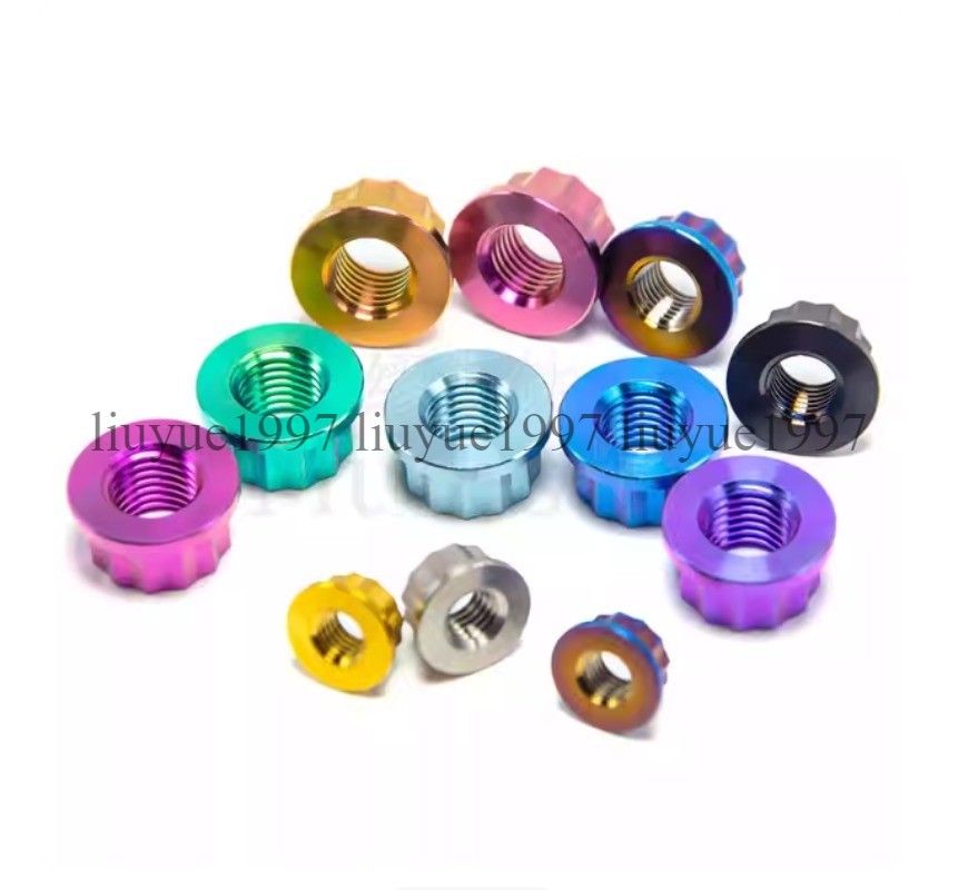 M5/M6/M8/M10/M12 Titanium Bi Hex Flange Nut 12 point Ti sprocket gr5 CNC ti nut