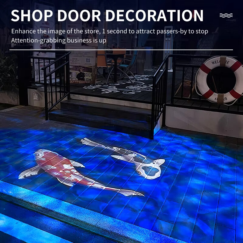 40W-600W 5-Color Cycling IP67 Water Wave Ripple Dynamic GOBO Projection Light