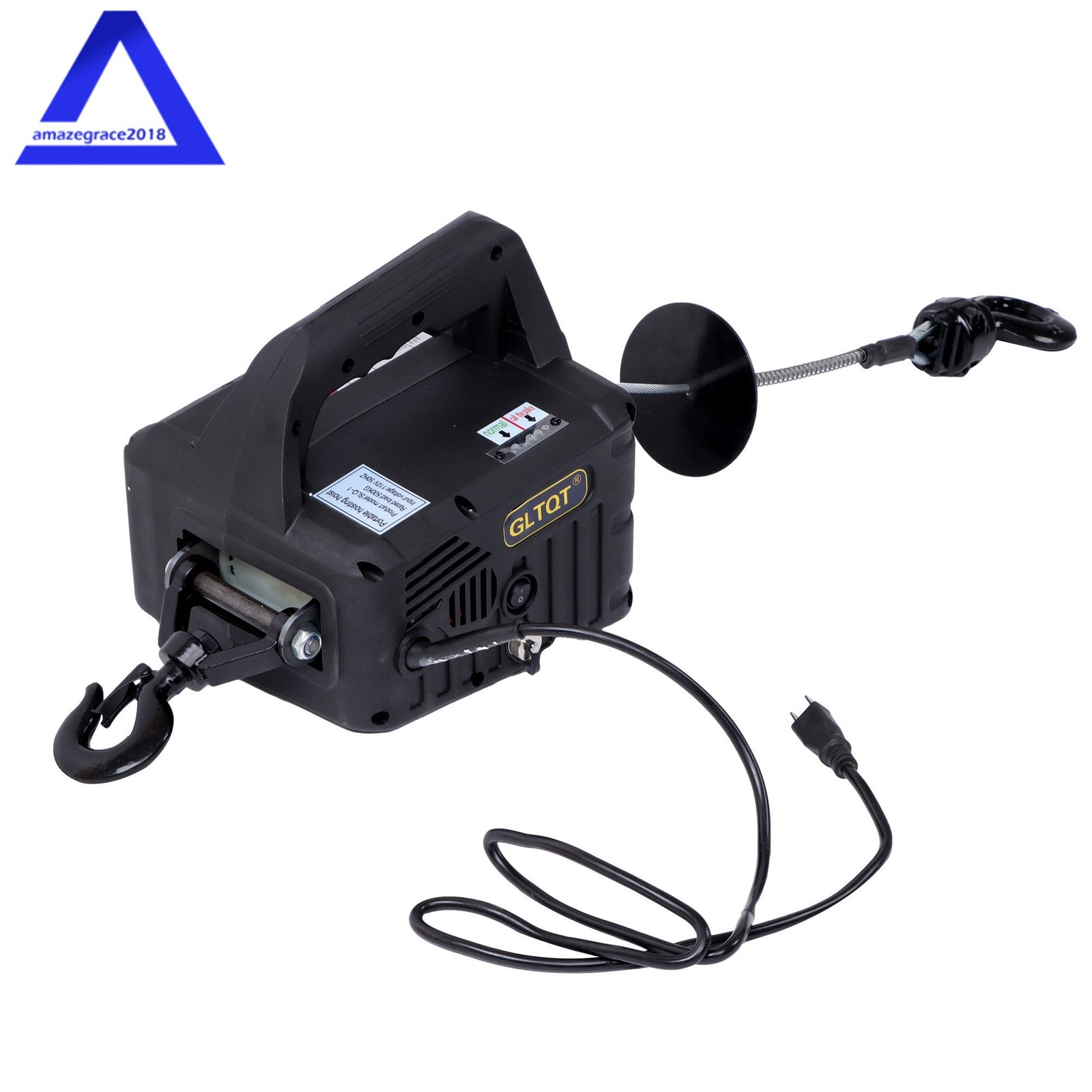 2-in-1 Portable Electric Hoist Power Winch 1100 lbs Wired Remote Control 1500W