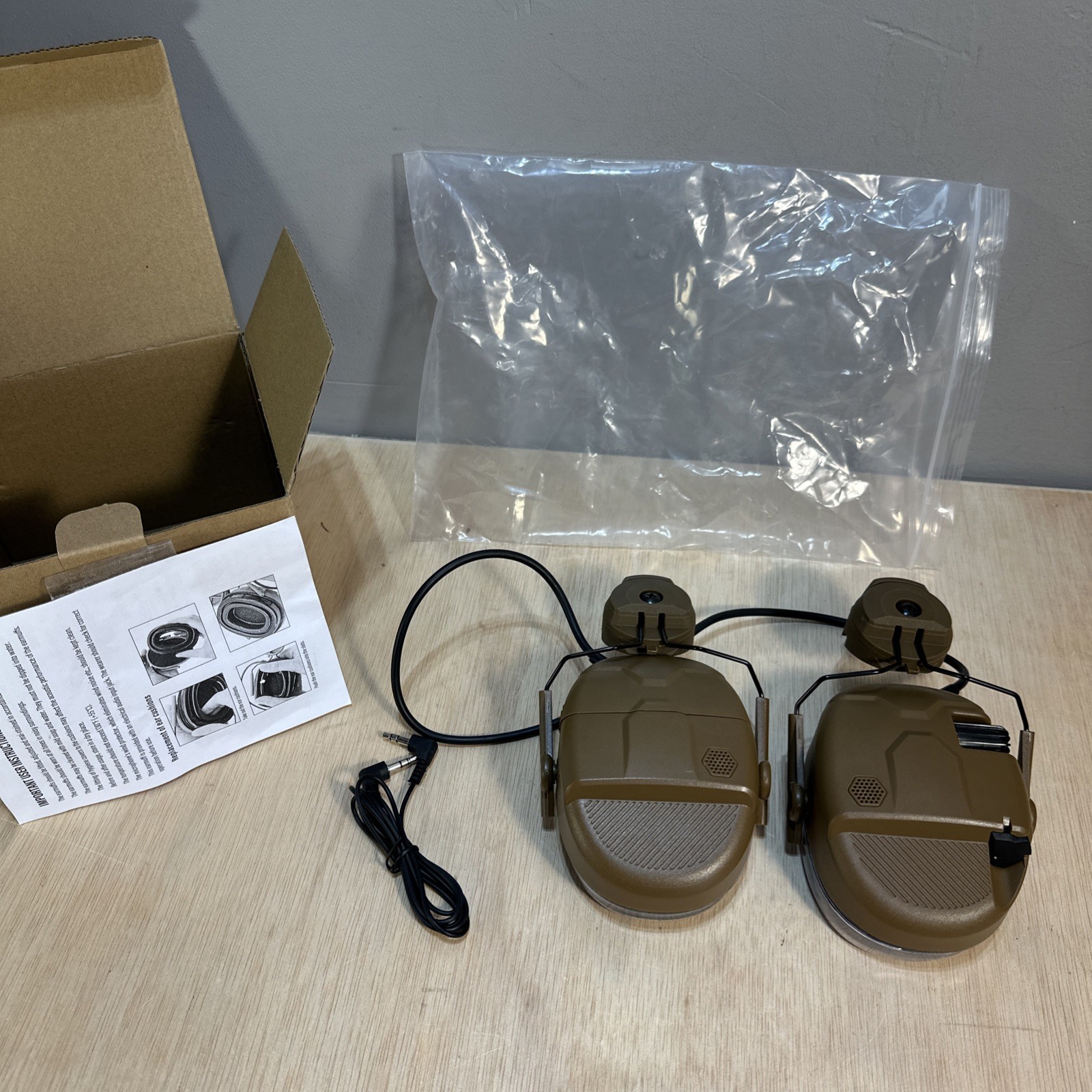 Tactical Ear Protection for Helmet *NIB* Noise-Reduction Brown TACGZGJSM GJ029CB