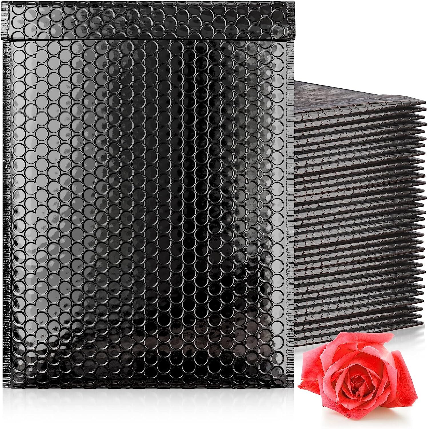Black Metallic Glamour Bubble Mailers Envelope Bags #0 #2 #5 6×10 8.5×12 10.5×16