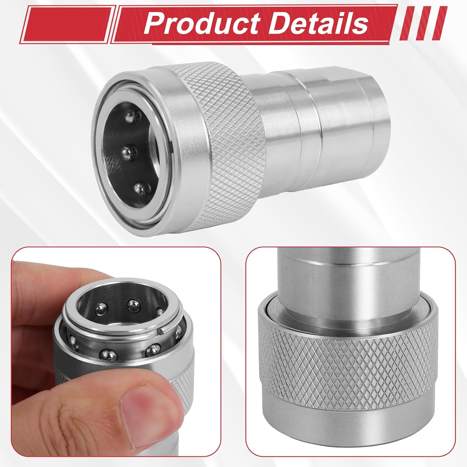2Sets 1/2» Ag Hydraulic Quick Connect Couplers with Dust Caps, ISO 5675 Pioneer