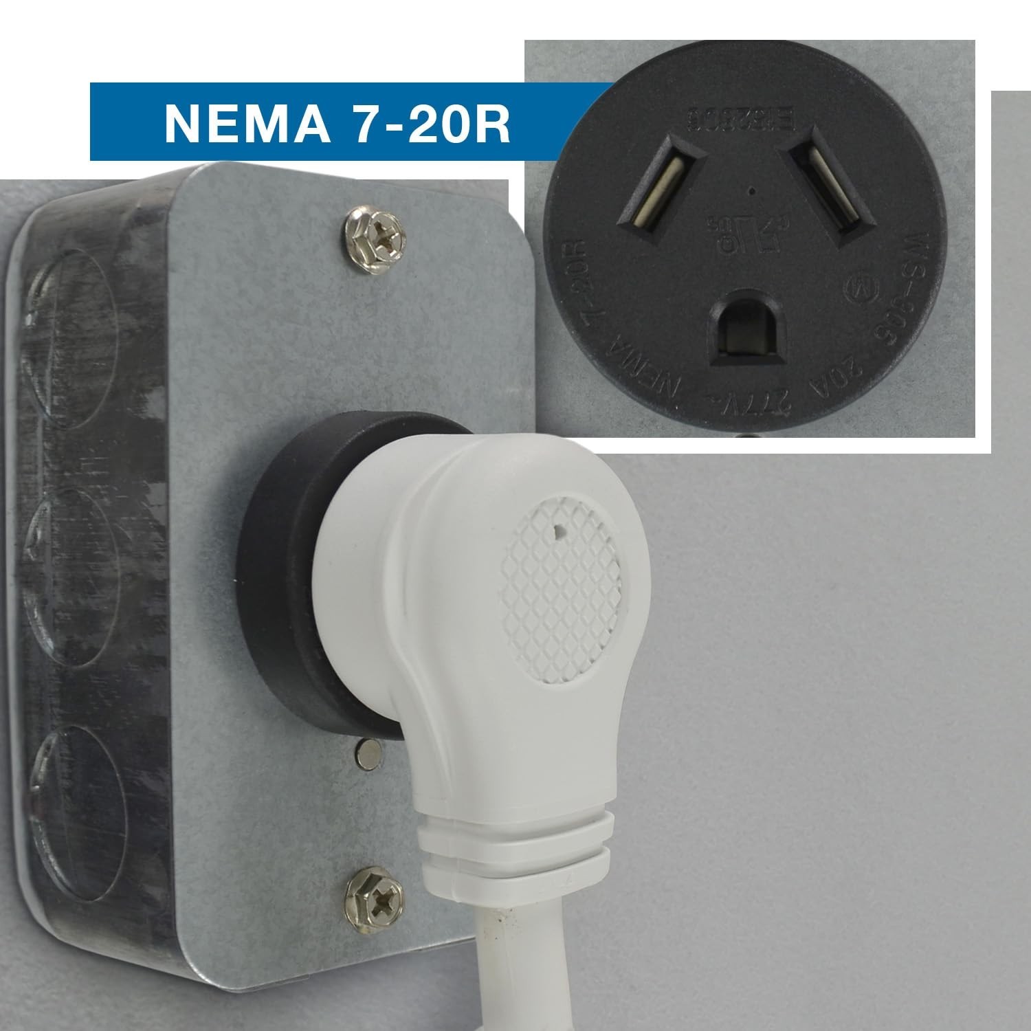 Conntek 80303 Flash Mount Receptacle 20A 277V NEMA 7-20R Black